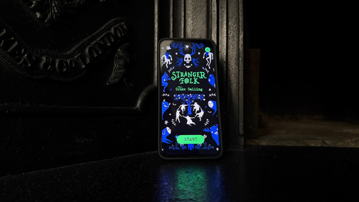 The opening screen of the Stranger Folk app as it appears on a phone